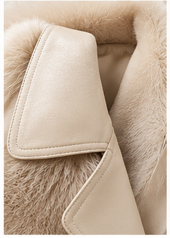 Textured Winter Vest — cream lapel detail