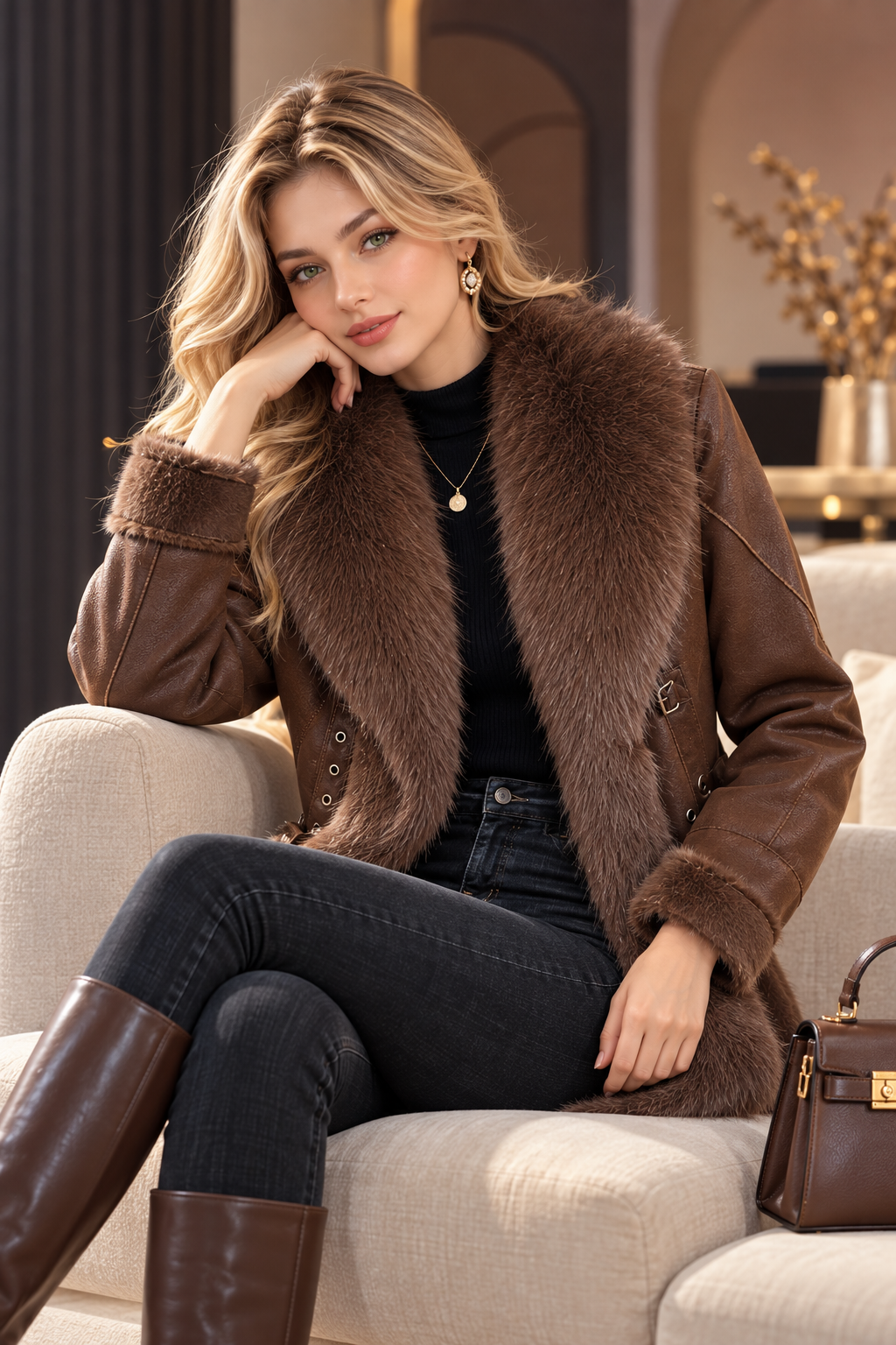 Statement-Collar Short Winter Coat — product image 3