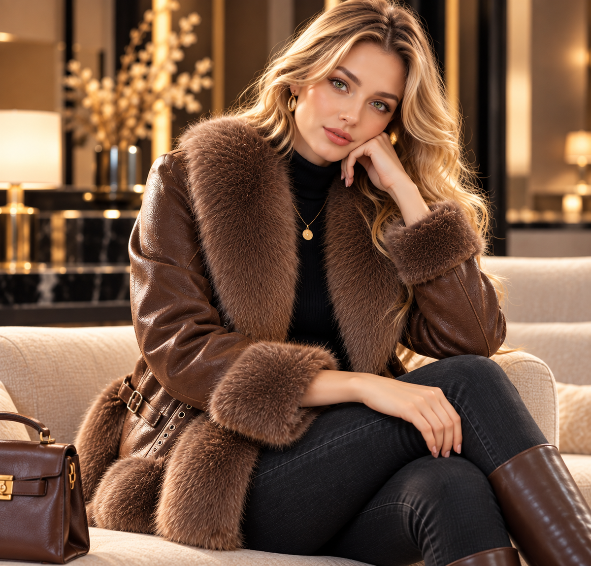 Statement-Collar Short Winter Coat — product image 1