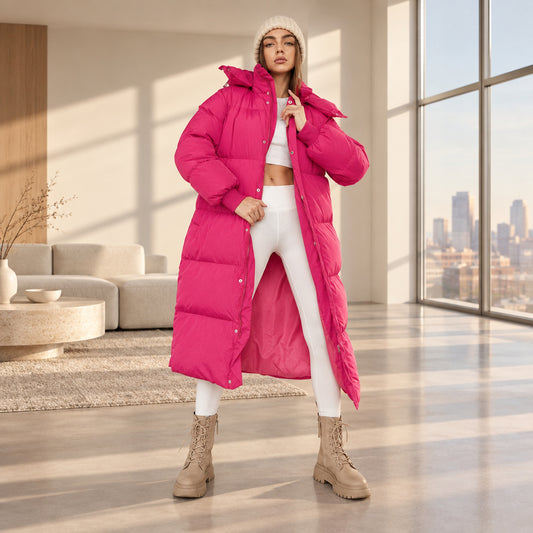 Light Blue Hooded Long Puffer Coat — product image 2