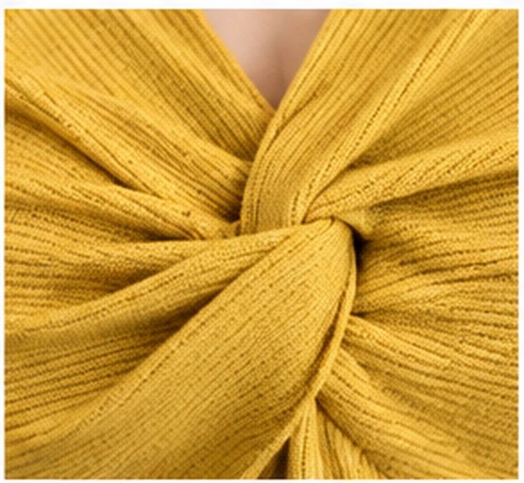 Mustard Twist-Front Knit Top — product image 3