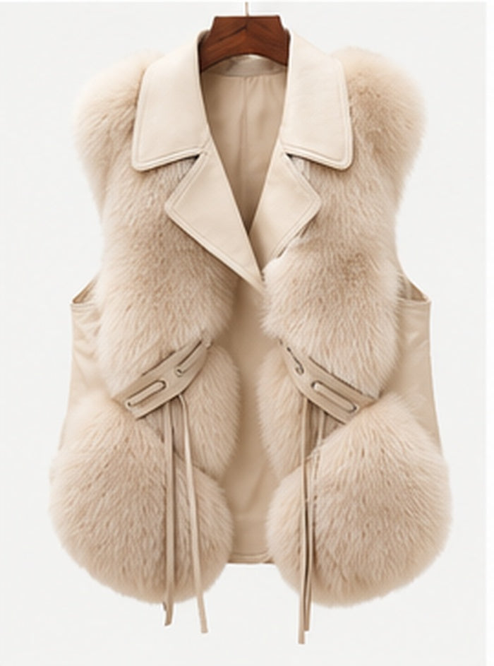 Textured Winter Vest — cream garment view